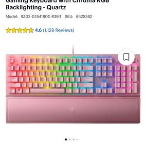 Razer Blackwidow Full Size Wired Mechanical Green Clicky Tactile Switch Keyboard